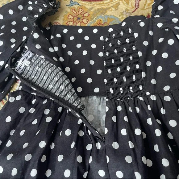 Reformation Black and White Polka Dot Mini Dress - Picture 10 of 12
